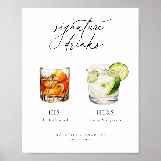 Hedendaagse Chic Signature Drink bruiloft Poster (Voorkant)