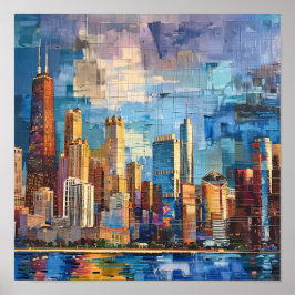 Hedendaagse Chicago Skyline Art Print