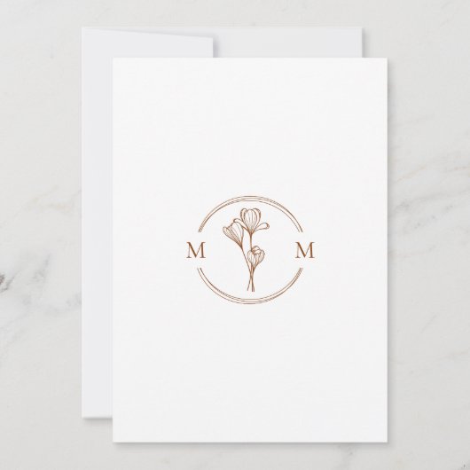 Hedendaagse chique Boho bruine herfst bruiloft Kaart (Achterkant)