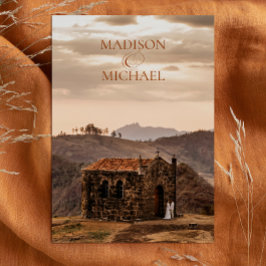 Hedendaagse chique Boho terracotta foto bruiloft Kaart