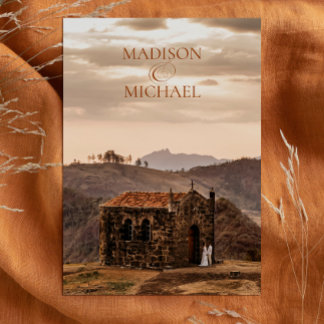 Hedendaagse chique Boho terracotta foto bruiloft Kaart