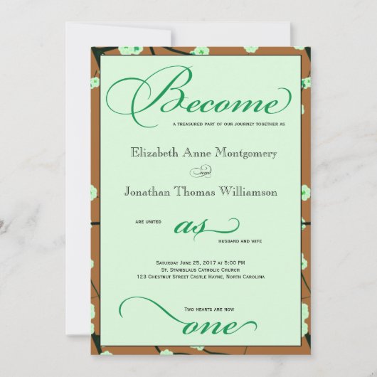 Hedendaagse Christelijke bloemenbruiloft uitnodigi Kaart (Voorkant)