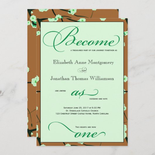 Hedendaagse Christelijke bloemenbruiloft uitnodigi Kaart (Voorkant / Achterkant)