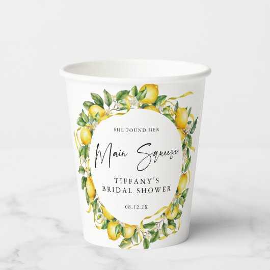 Hedendaagse Citrus Citroen Bruidsdiner Bruiloftfee Papieren Bekers (Achterkant)