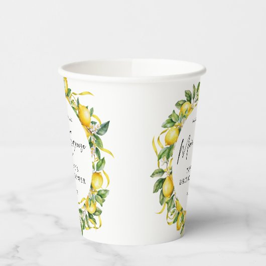 Hedendaagse Citrus Citroen Bruidsdiner Bruiloftfee Papieren Bekers (Links)