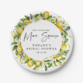 Hedendaagse Citrus Citroen Bruidsdouche Papieren Bordje (Voorkant)