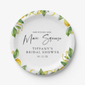 Hedendaagse Citrus Citroen Bruidsdouche Papieren Bordje (Voorkant)