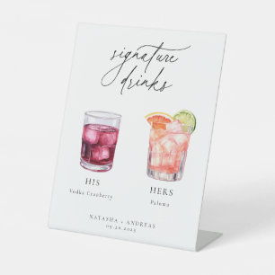 Hedendaagse Cocktails Signature Dranken Reclamebord Met Voetstuk