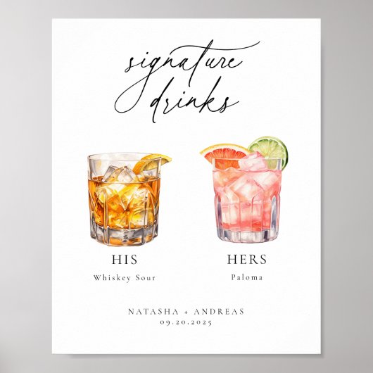 Hedendaagse Cocktails Signature Drankjes Poster (Voorkant)