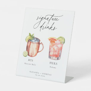 Hedendaagse cocktails Signature Drinken Reclamebord Met Voetstuk