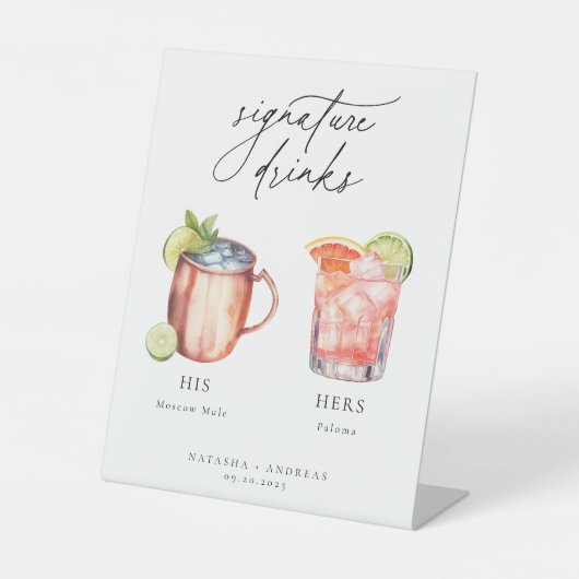 Hedendaagse cocktails Signature Drinken Reclamebord Met Voetstuk (Voorkant)