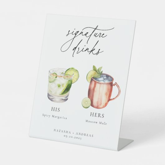 Hedendaagse cocktails Signature Drinken Reclamebord Met Voetstuk (Voorkant)