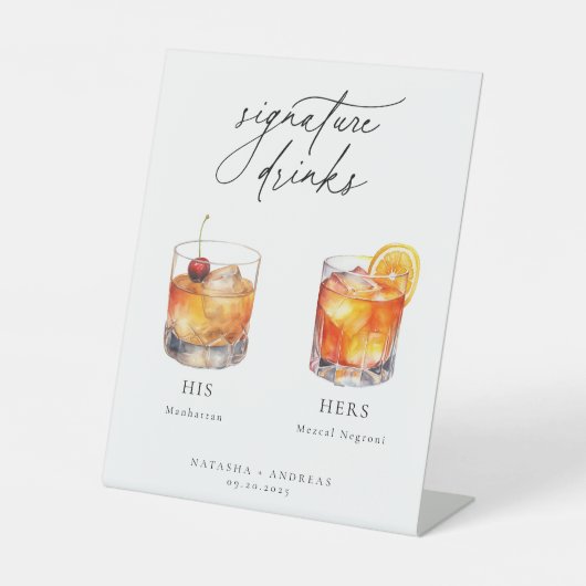 Hedendaagse cocktails Signature Drinken Reclamebord Met Voetstuk (Voorkant)