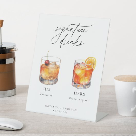 Hedendaagse cocktails Signature Drinken Reclamebord Met Voetstuk (Insitu)
