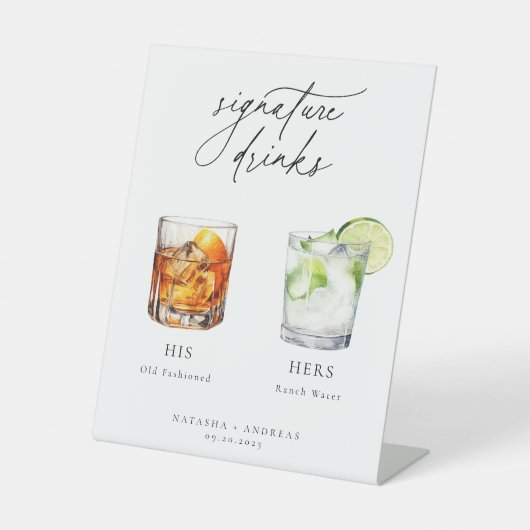 Hedendaagse cocktails Signature Drinken Reclamebord Met Voetstuk (Voorkant)