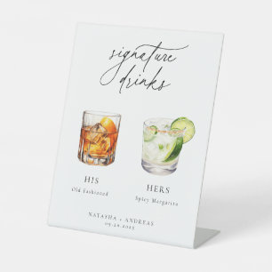 Hedendaagse cocktails Signature Drinken Reclamebord Met Voetstuk