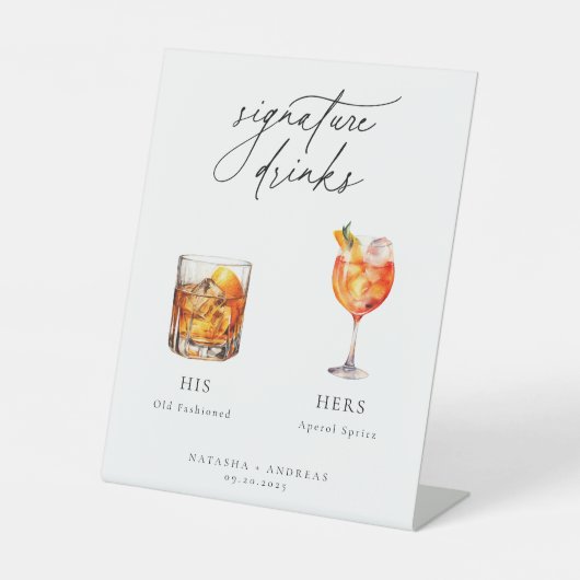 Hedendaagse cocktails Signature Drinken Reclamebord Met Voetstuk (Voorkant)