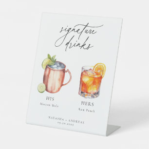 Hedendaagse cocktails Signature Drinken Reclamebord Met Voetstuk