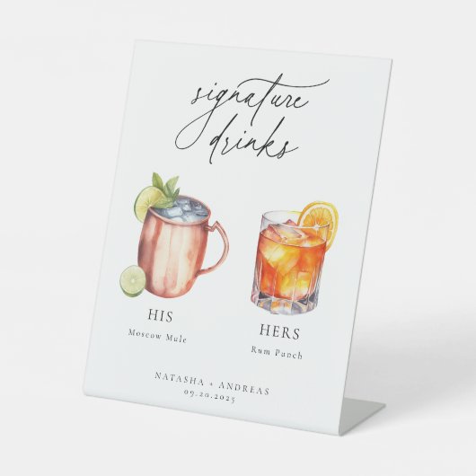 Hedendaagse cocktails Signature Drinken Reclamebord Met Voetstuk (Voorkant)