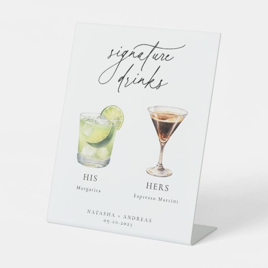 Hedendaagse cocktails Signature Drinken Reclamebord Met Voetstuk (Voorkant)