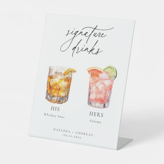 Hedendaagse cocktails Signature Drinken Reclamebord Met Voetstuk (Voorkant)