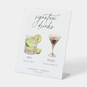 Hedendaagse cocktails Signature Drinken Reclamebord Met Voetstuk