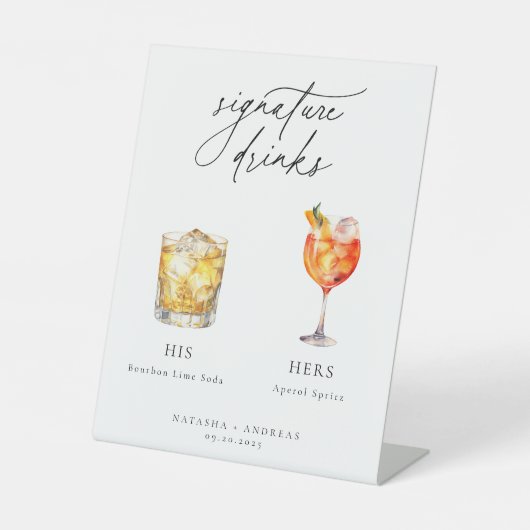 Hedendaagse cocktails Signature Drinken Reclamebord Met Voetstuk (Voorkant)