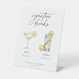 Hedendaagse cocktails Signature Drinken Reclamebord Met Voetstuk
