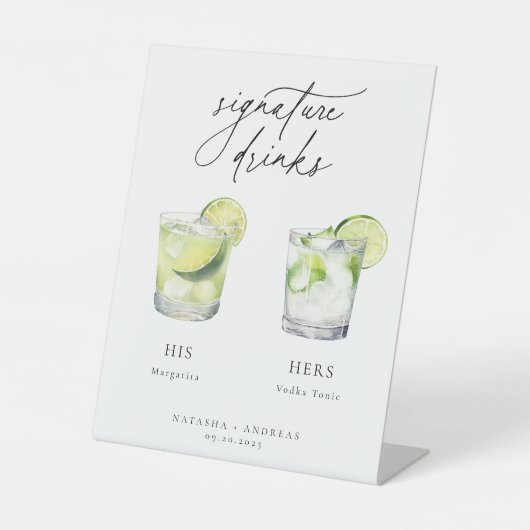 Hedendaagse cocktails Signature Drinken Reclamebord Met Voetstuk (Voorkant)