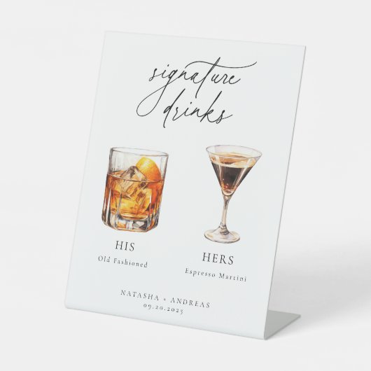 Hedendaagse cocktails Signature Drinken Reclamebord Met Voetstuk (Voorkant)