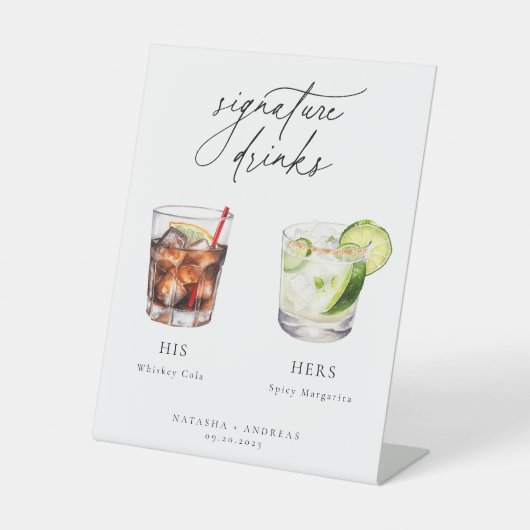 Hedendaagse cocktails Signature Drinken Reclamebord Met Voetstuk (Voorkant)