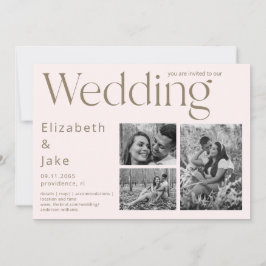 Hedendaagse Collage B/W Foto Blush II Bruiloft Kaart