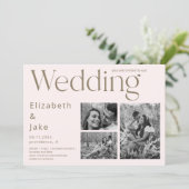 Hedendaagse Collage B/W Foto Blush II Bruiloft Kaart (Staand voorkant)