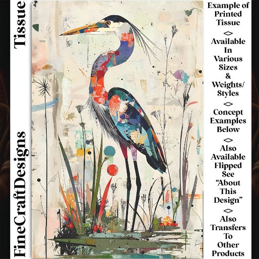 Hedendaagse Collage Paper Heron BU9 Decoupage Tissuepapier