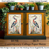Hedendaagse Collage Paper Heron BU9R Decoupage Tissuepapier