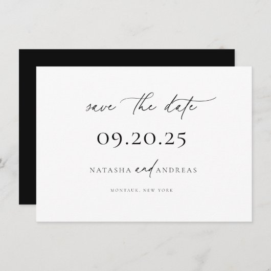 Hedendaagse conservatieve minimalistische bruiloft save the date (Voorkant / Achterkant)