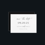 Hedendaagse conservatieve minimalistische bruiloft save the date<br><div class="desc">De moderne Chic Minimalist,  bruiloft bewaart de datumkaart. Zwarte typografie met bijbehorende zwarte en witte achtergrondkleuren.</div>