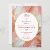 Hedendaagse Coral Elegance Commitment Ceremonie Kaart (Voorkant)