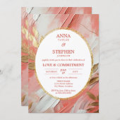 Hedendaagse Coral Elegance Commitment Ceremonie Kaart (Voorkant / Achterkant)