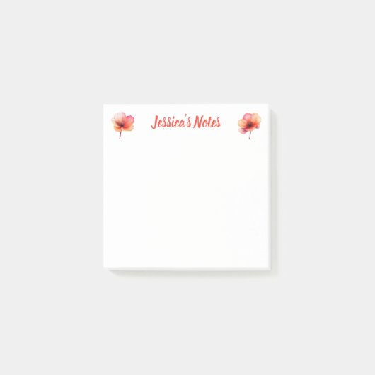 Hedendaagse Coral Sinaasappel Bloemen Post-it® Notes (Voorkant)