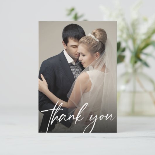 Hedendaagse Custom 2 bruiloft foto's Eenvoudig Bedankkaart (Staand voorkant)