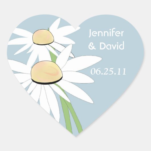 Hedendaagse Daisy Wedding Envelope Seal Hart Sticker (Voorkant)