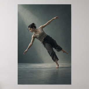 Hedendaagse danser in dynamisch evenwicht figurati poster