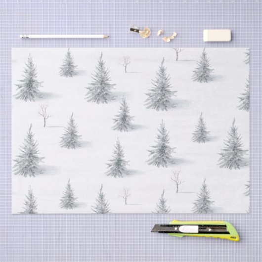 Hedendaagse dennenbomen bos kerstwinter tissuepapier (Craft)