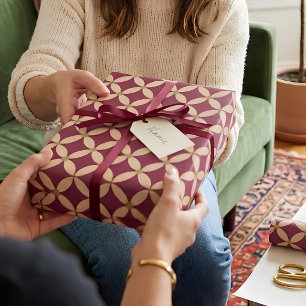 Hedendaagse Diep Karmozijn & Oker Medaillon Cadeaupapier