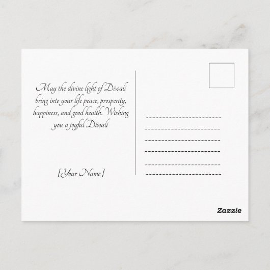 Hedendaagse Diwali Briefkaart (Achterkant)