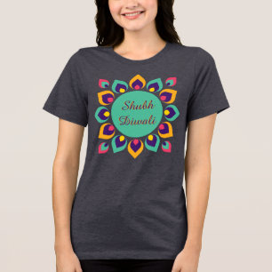 Hedendaagse Diwali Deepa Rangoli Tri-Blend Shirt