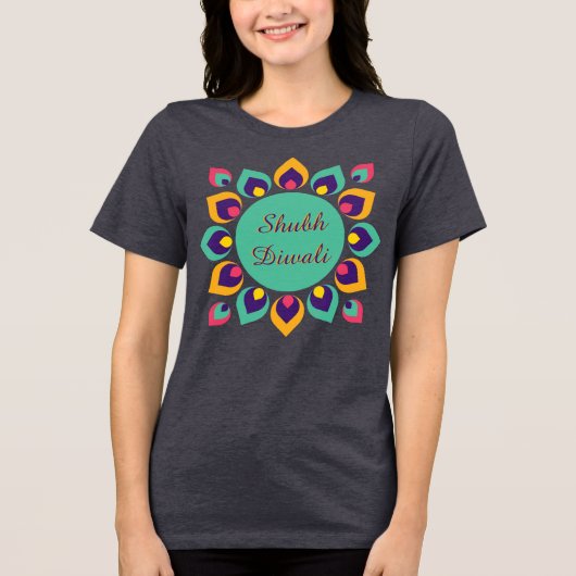 Hedendaagse Diwali Deepa Rangoli Tri-Blend Shirt (Voorkant)
