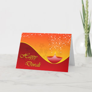 Hedendaagse Diwali Dipa met Sparkly Stars Kaart