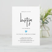 Hedendaagse doop Tiny Blue Heart Baby Boy Kaart (Staand voorkant)